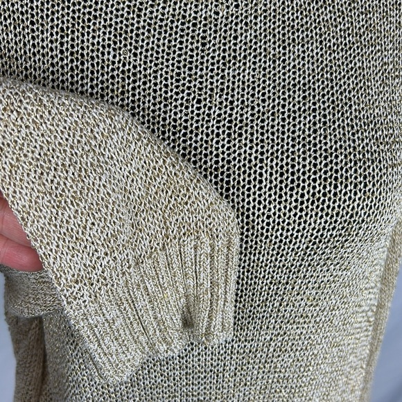 Loft Plus Size Ribbed Gold Metallic Knit Sweater - Picture 3 of 5